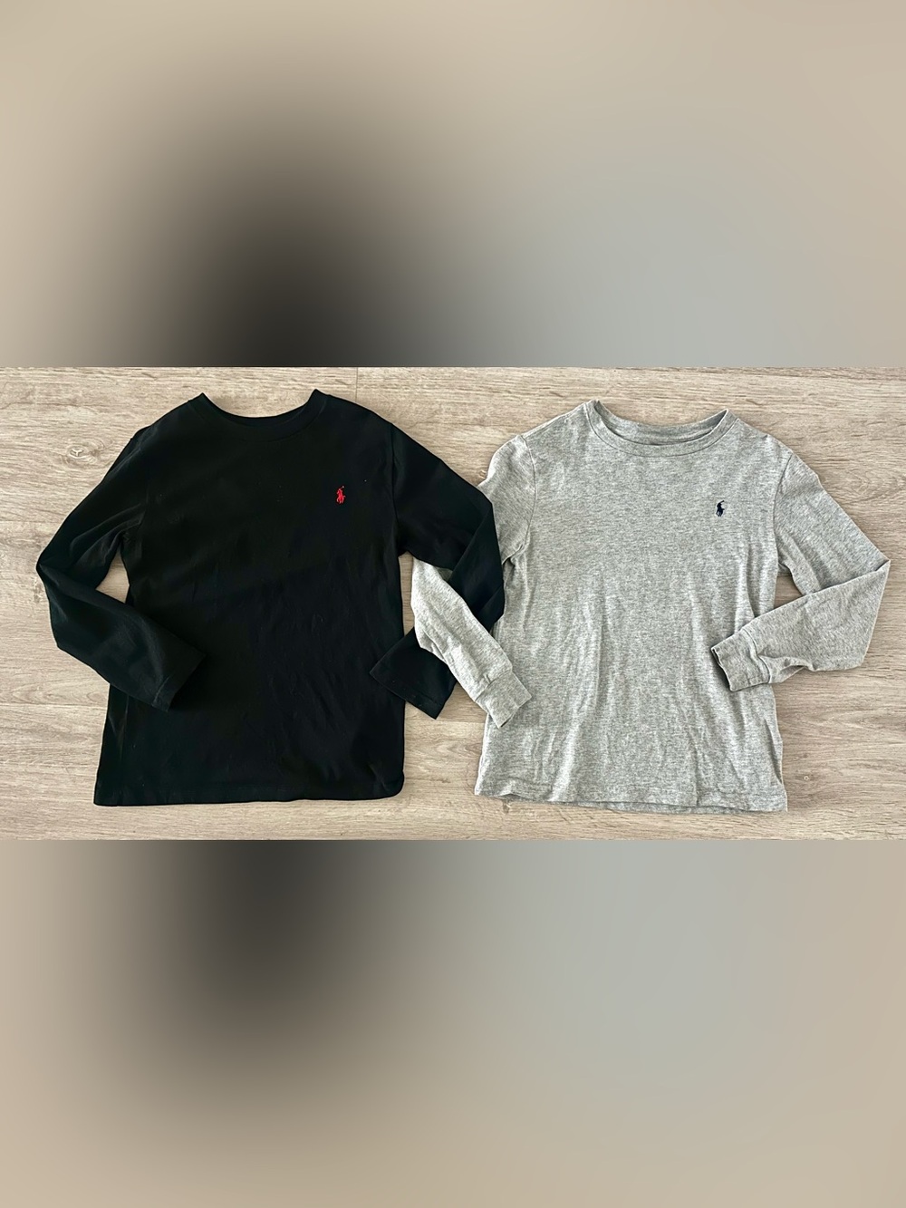 TWO (2) POLO Ralph Lauren Crewneck Boys’ Long Sleeve T-Shirts, Size 7